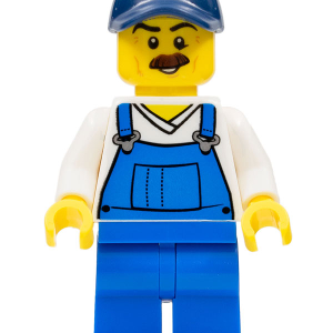 Beach Janitor - Blue Overalls and Dark Blue Cap